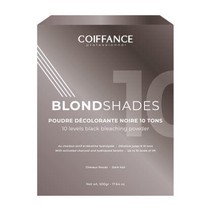 COIFFANCE BLACK BLEACHING POWDER WITH ACTIVATED CHARCOAL & HYDROLYZED KERATIN 10 LEVELS 500gr
